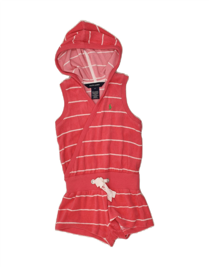 RALPH LAUREN Girls Hooded Playsuit 2-3 Years Pink Striped Cotton | Vintage Ralph Lauren | Thrift | Second-Hand Ralph Lauren | Used Clothing | Messina Hembry 