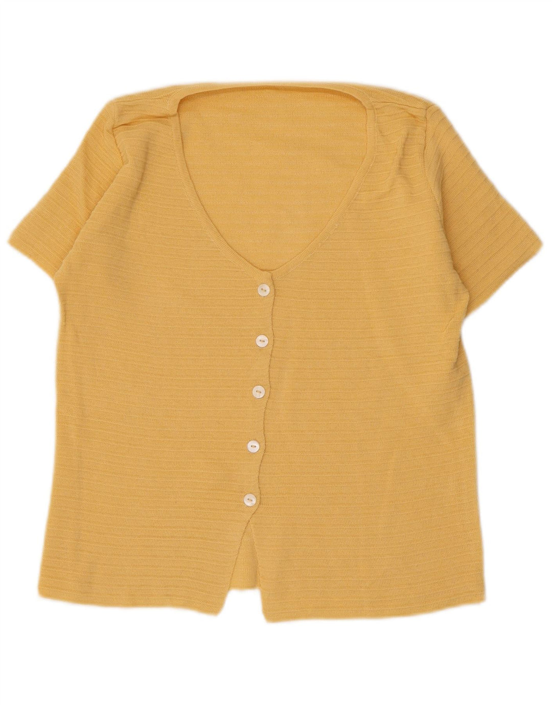 Vintage Womens Short Sleeve Cardigan Sweater UK 10 Small Yellow