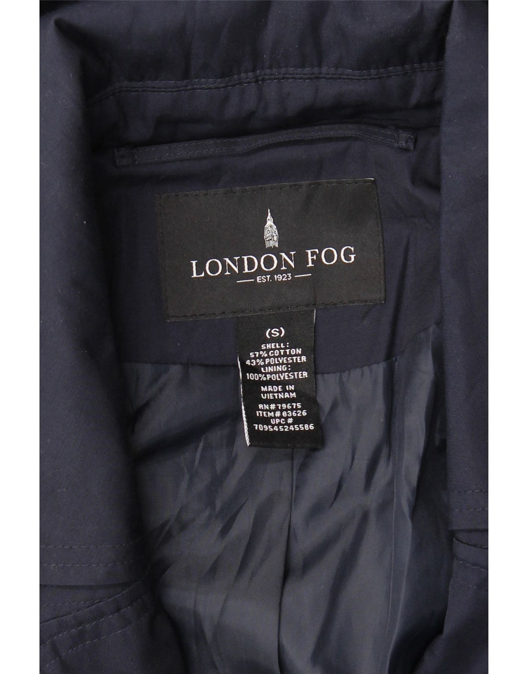 LONDON FOG Womens Hooded Trench Coat UK 10 Small Navy Blue Cotton