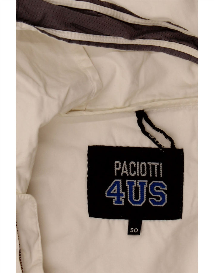 Cesare Paciotti 4US Mens Hooded Bomber Jacket IT 50 Large Off White