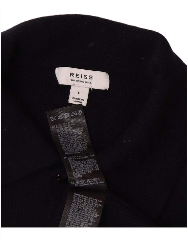 Reiss Mens Polo Neck Jumper Sweater Large Navy Blue Wool