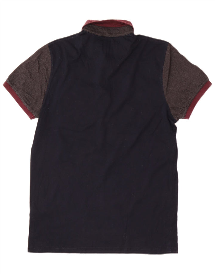 Ted Baker Mens Polo Shirt Size 2 Small Navy Blue Colourblock Cotton