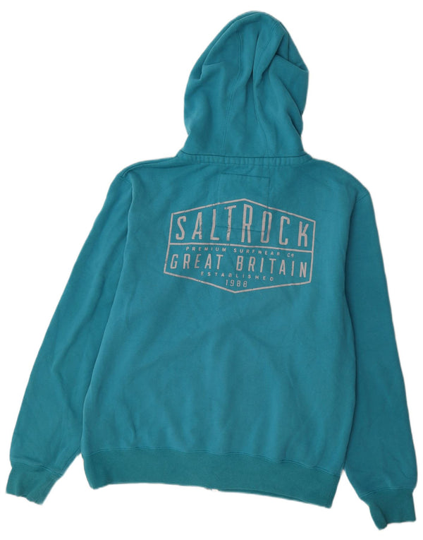Saltrock Mens Graphic Zip Hoodie Sweater Large Blue Cotton