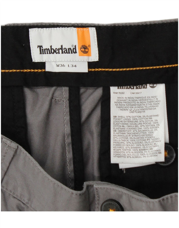 TIMBERLAND Mens Slim Chino Trousers W36 L34 Grey Cotton