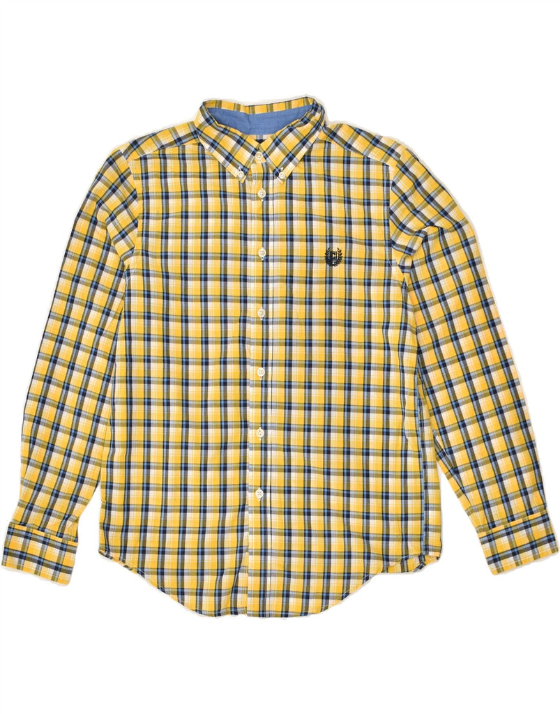 CHAPS Boys Easy Care Shirt 14-15 Years Large Yellow Check Cotton | Vintage Chaps | Thrift | Second-Hand Chaps | Used Clothing | Messina Hembry 