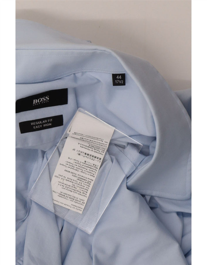 HUGO BOSS Mens Regular Fit Shirt Size 44 17 1/2 XL Blue Cotton