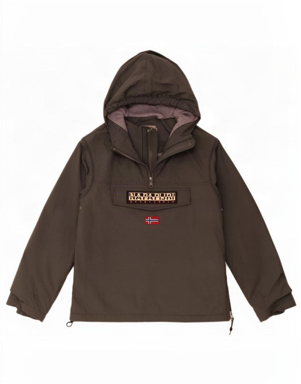 Napapijri Boys Geographic Graphic Hooded Anorak Jacket 11-12 Years Khaki