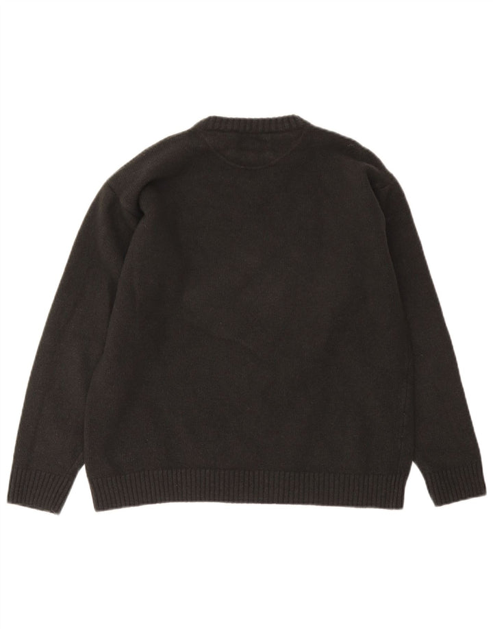 Armani Jeans Mens V-Neck Jumper Sweater Large Grey Wool