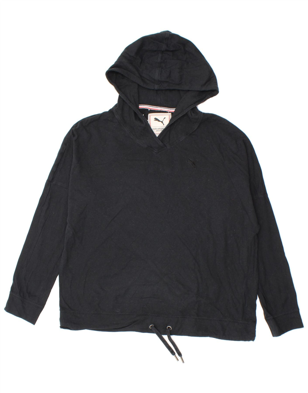 PUMA Womens Oversized Hoodie Jumper UK 16 Large  Black Cotton Vintage Puma and Second-Hand Puma from Messina Hembry 