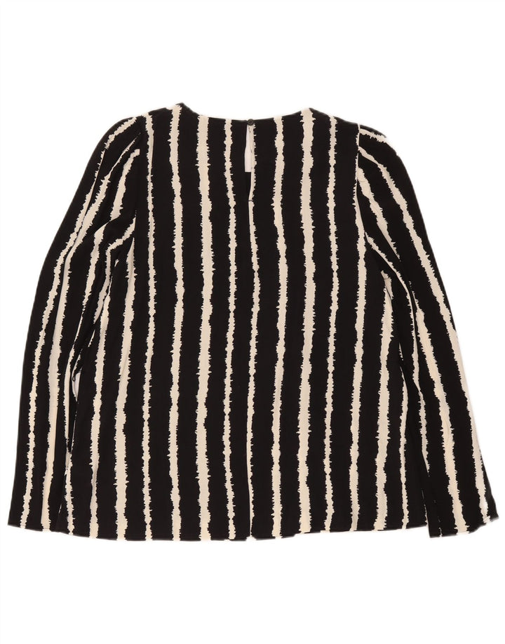 Marks & Spencer Womens Long Sleeve Blouse Top UK 10 Small Black Striped