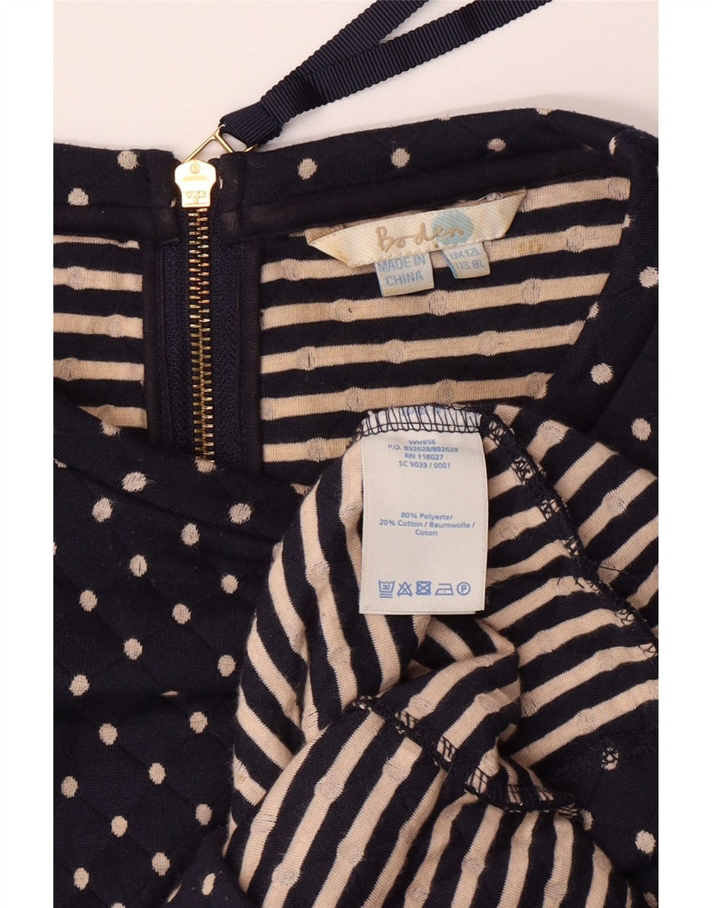 BODEN Womens 3/4 Sleeve A-Line Dress UK 12 Medium Navy Blue Polka Dot Vintage Boden and Second-Hand Boden from Messina Hembry 
