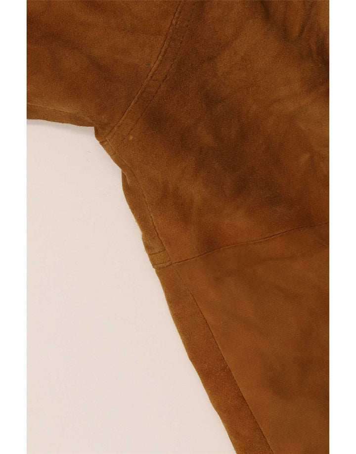 Vintage Mens Suede Bomber Jacket IT 54 2XL Beige Leather