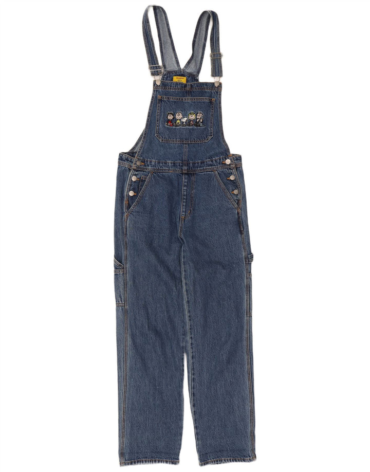 Pull & Bear Womens Dungarees Graphic Straight Jeans Small W26 L30 Blue