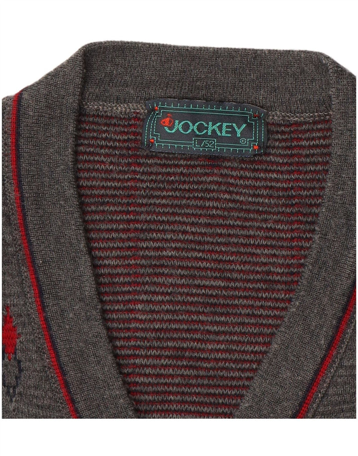 Jockey Mens Vest Tank Top IT 52 Large Grey Striped