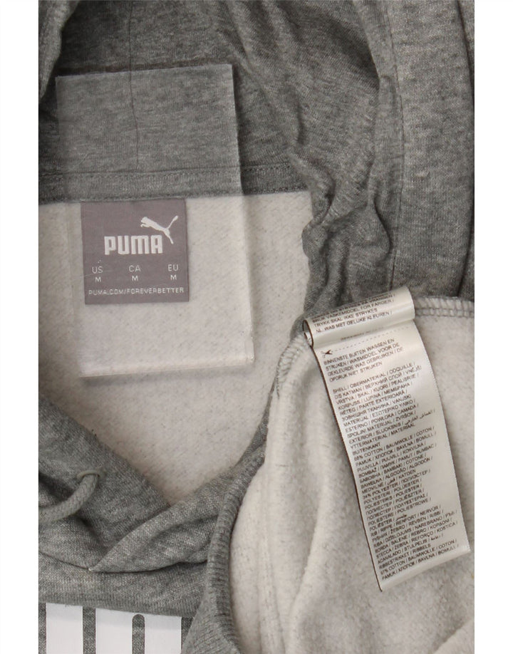 Puma Mens Graphic Hoodie Jumper Medium Grey Flecked Cotton