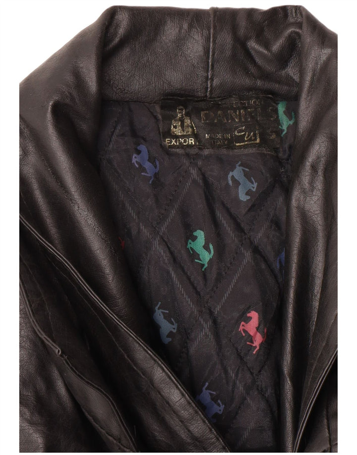 VINTAGE Mens Leather Jacket UK 36 Small Black