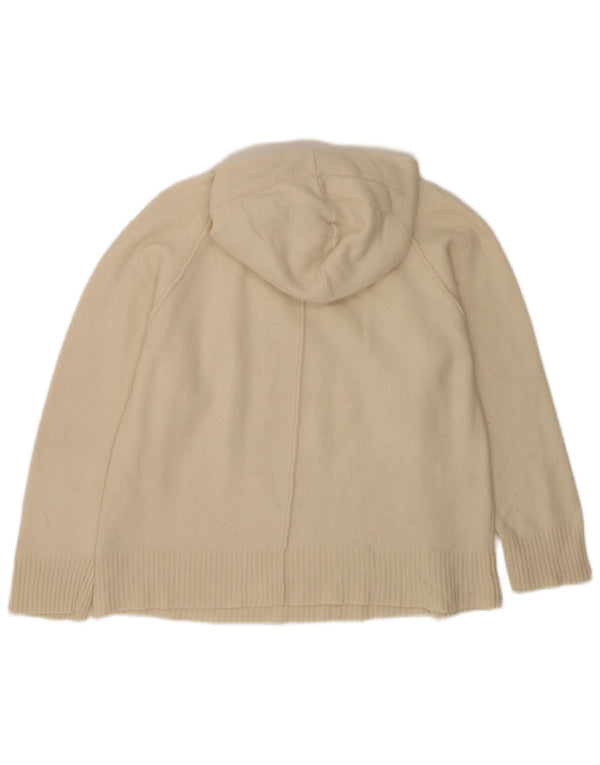 Reiss Womens Hooded Jumper Sweater UK 16 Large Off White Wool