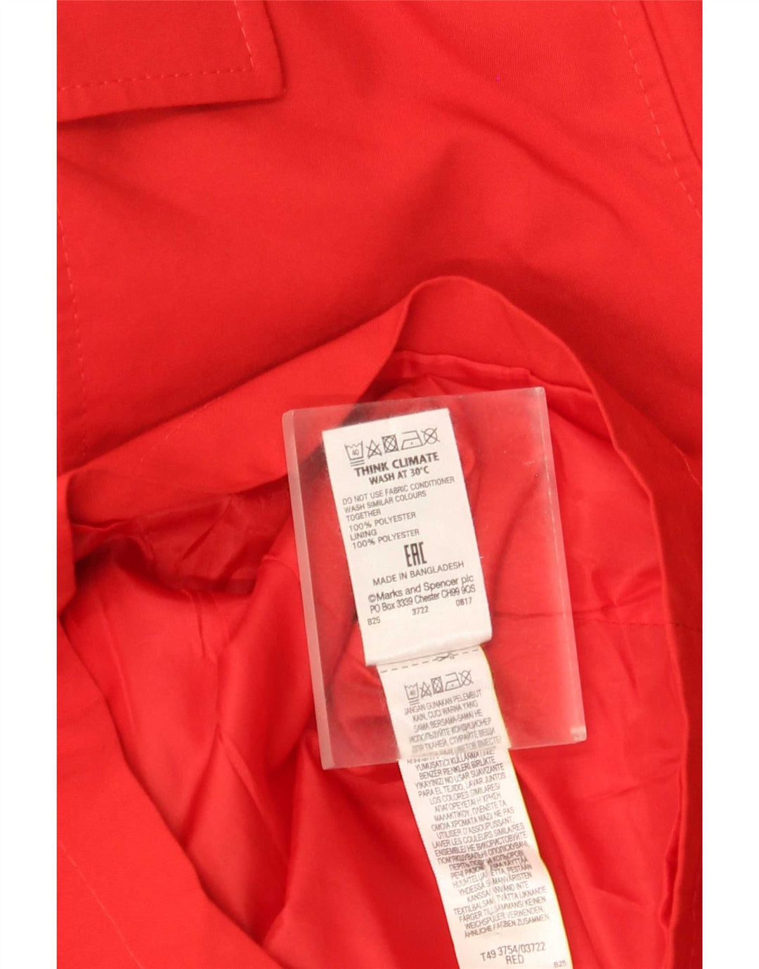Marks & Spencer Womens Short Trench Coat UK 22 3XL Red Polyester