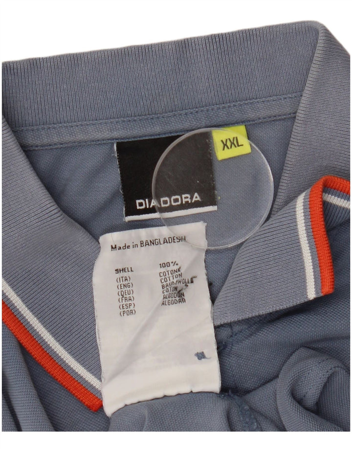 Diadora Mens Polo Shirt 2XL Blue Cotton