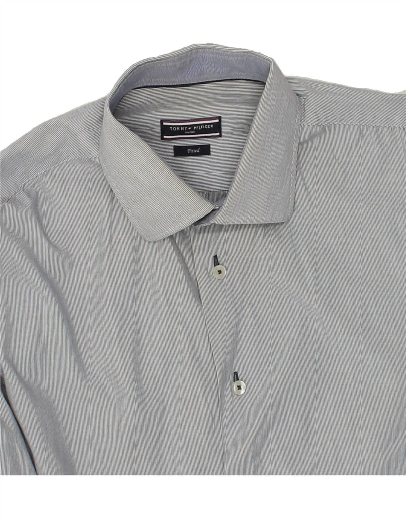 TOMMY HILFIGER Mens Tailored Fitted Shirt Medium Grey Cotton | Vintage Tommy Hilfiger | Thrift | Second-Hand Tommy Hilfiger | Used Clothing | Messina Hembry 