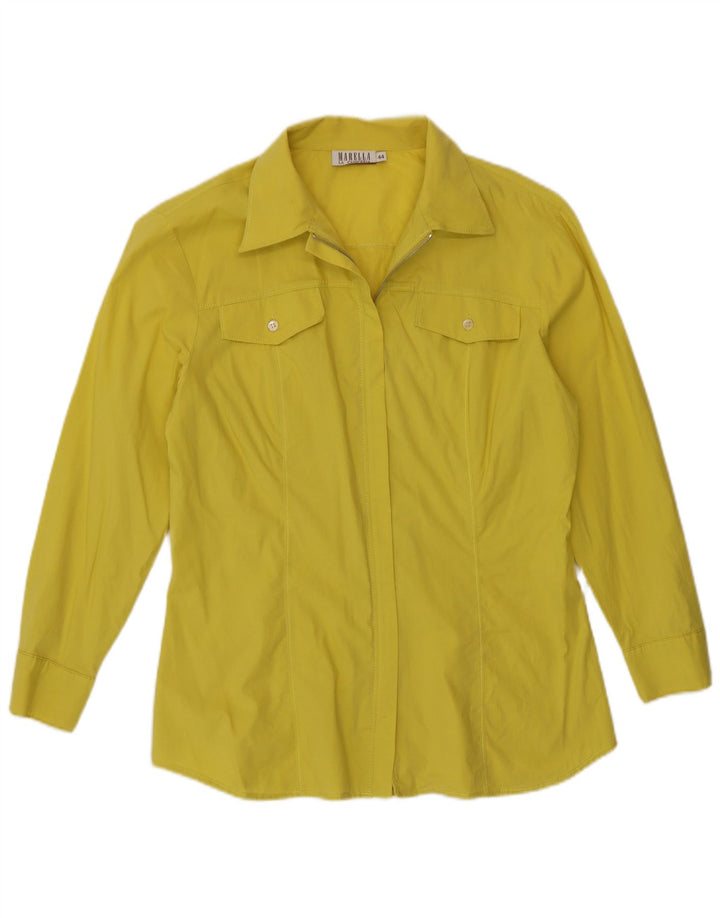 Marella Womens Shirt IT 44 Medium Yellow Cotton