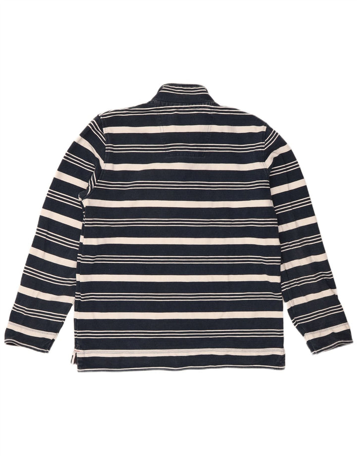 Crew Clothing Mens Zip Neck Sweatshirt Jumper Medium Navy Blue Striped