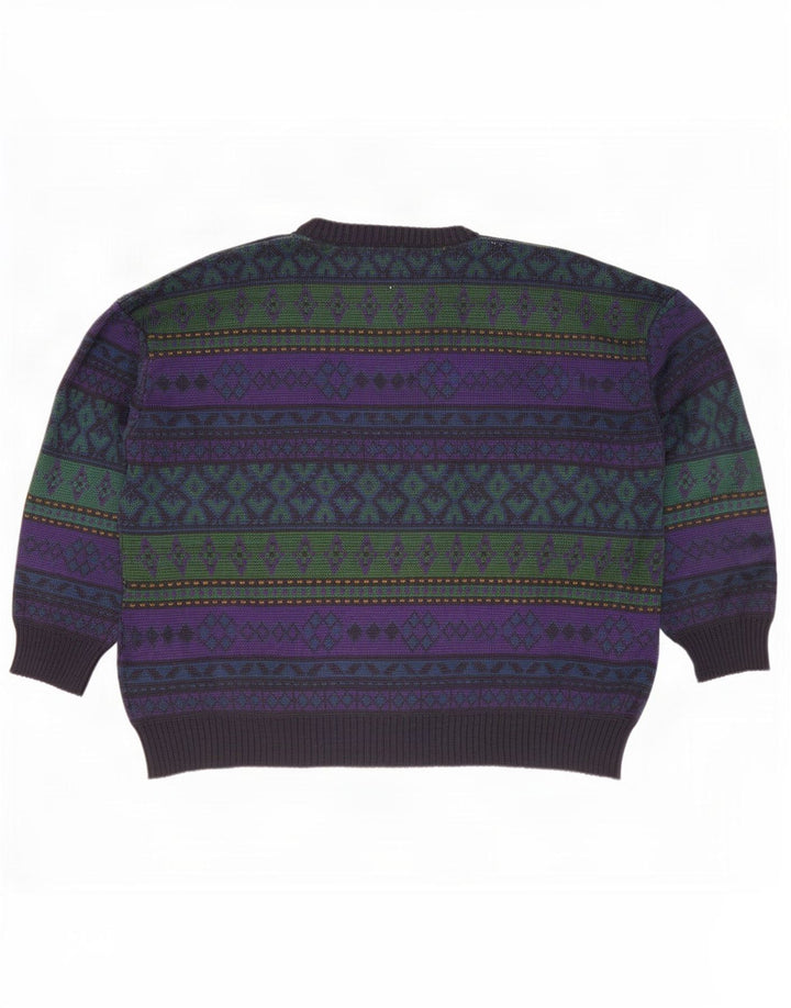 Vintage Mens Crew Neck Jumper Sweater 2XL Multicoloured Geometric