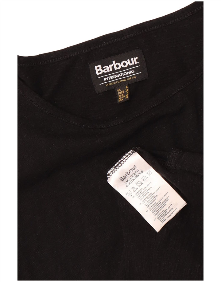 Barbour Womens T-Shirt Top UK 8 Small Black Cotton