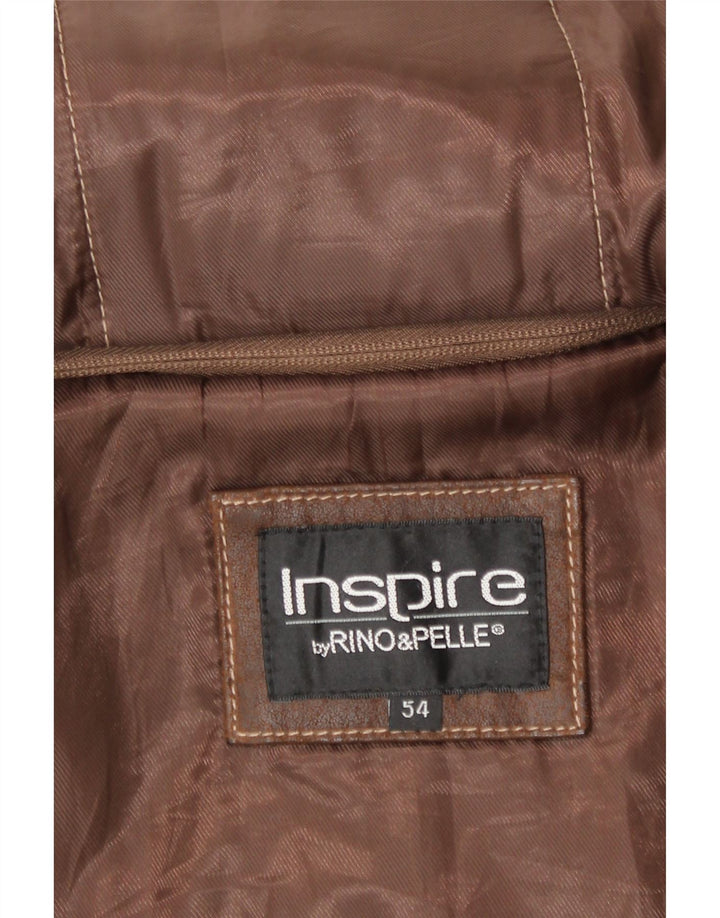 Rino & Pelle Mens Leather Jacket IT 54 2XL Brown Leather