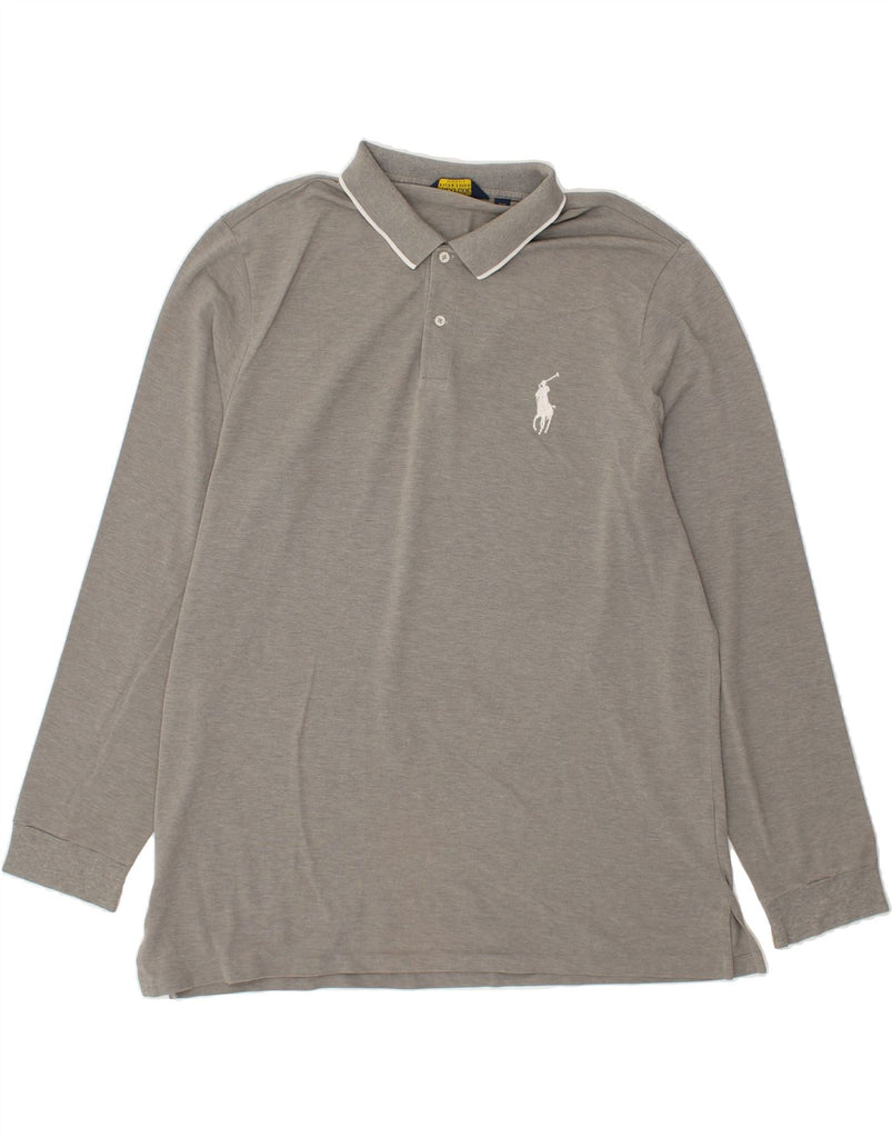 POLO RALPH LAUREN Mens Long Sleeve Polo Shirt 2XL Grey Cotton | Vintage Polo Ralph Lauren | Thrift | Second-Hand Polo Ralph Lauren | Used Clothing | Messina Hembry 