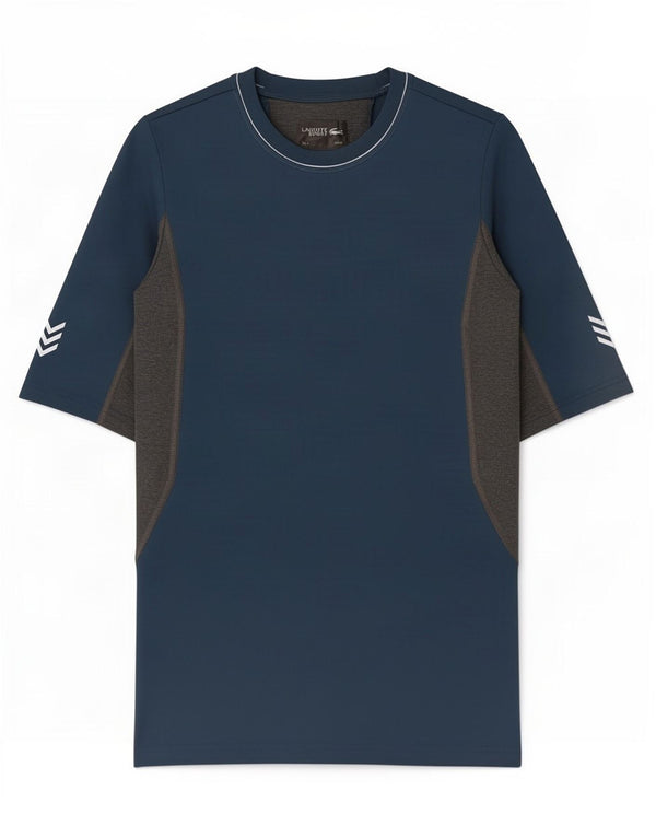 Lacoste Mens Graphic T-Shirt Top Size 4 Medium Navy Blue Colourblock