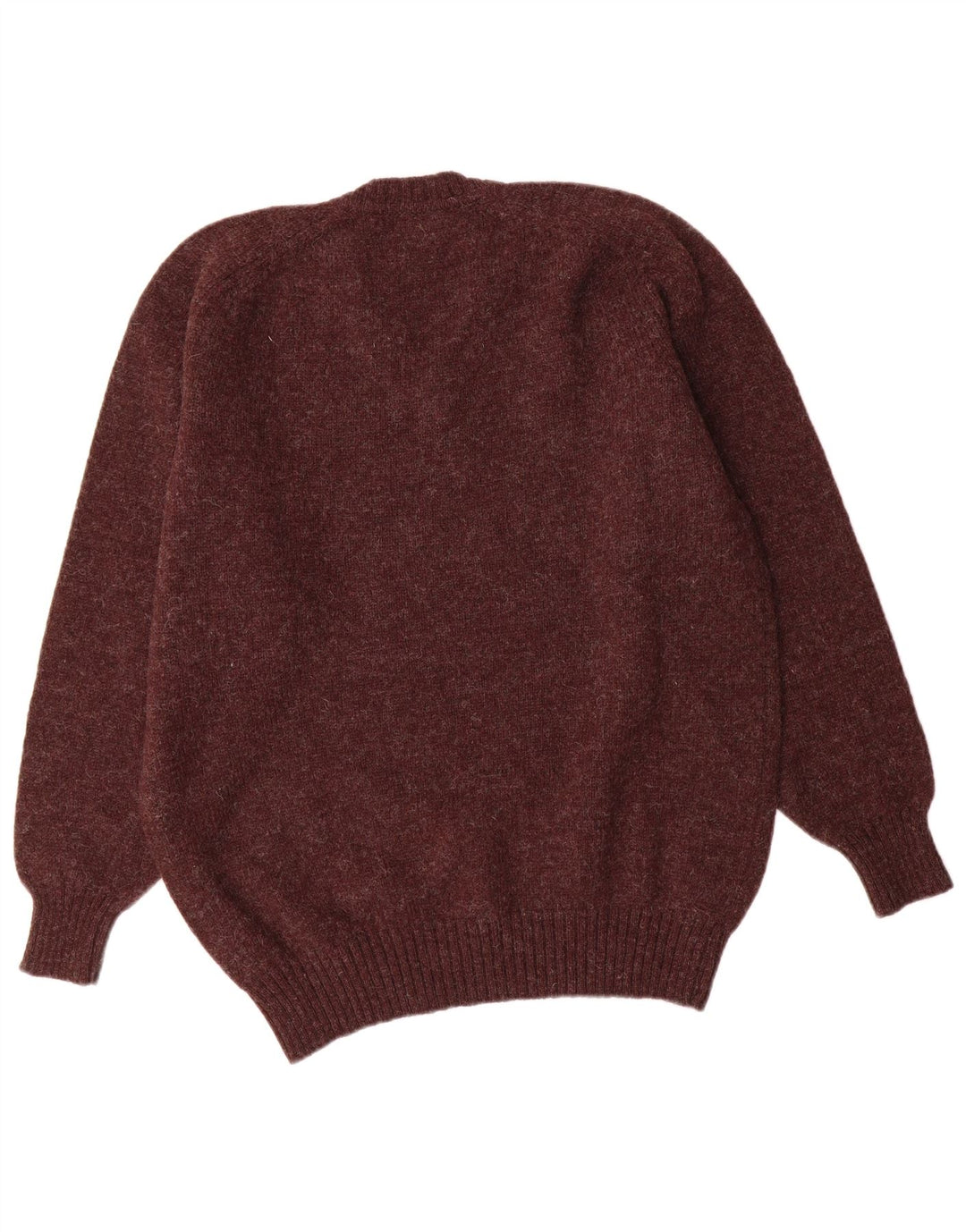 CONTE OF FLORENCE Mens V-Neck Jumper Sweater Large Burgundy Virgin Wool