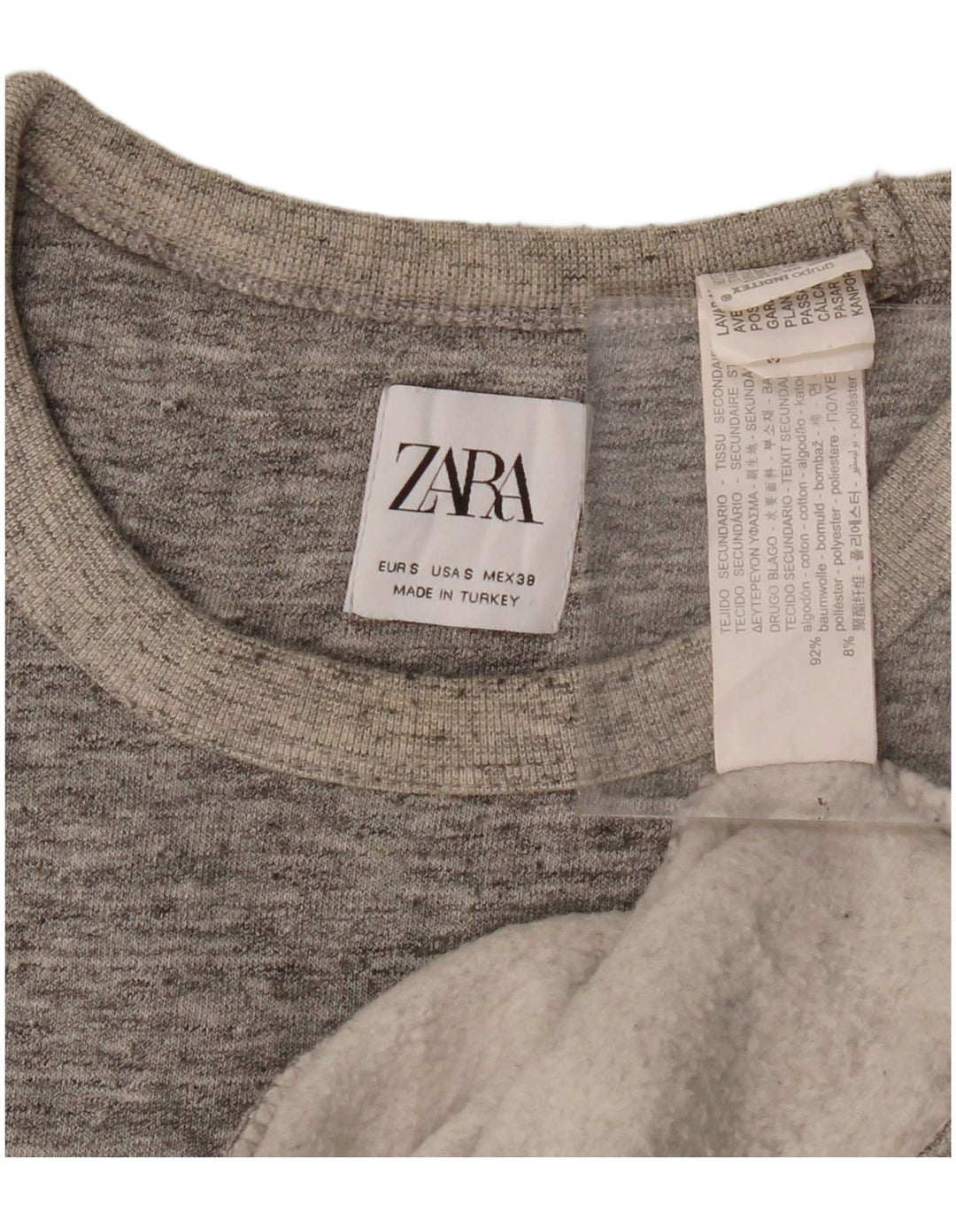 Zara Mens Sweatshirt Jumper Small Grey Flecked Cotton