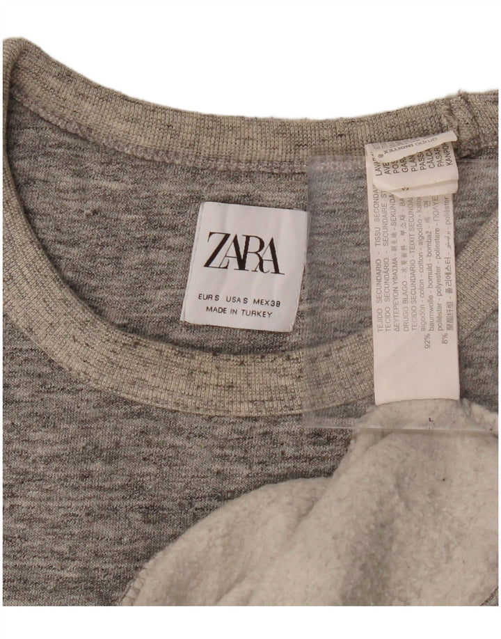 Zara Mens Sweatshirt Jumper Small Grey Flecked Cotton