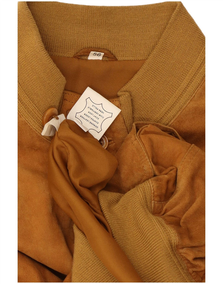 Vintage Mens Suede Bomber Jacket IT 56 3XL Brown Leather
