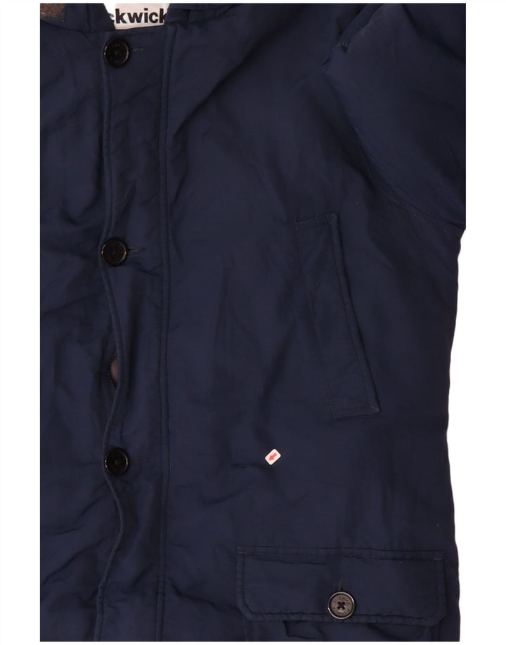 Pickwick Mens Hooded Padded Jacket UK 42 XL Navy Blue Polyester