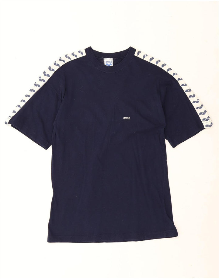Arena Mens Graphic T-Shirt Top Small Navy Blue Colourblock