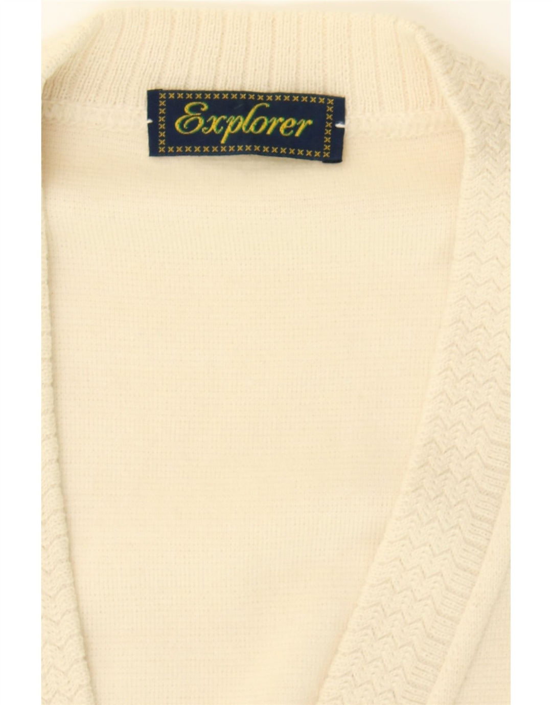 EXPLORER Mens Cardigan Sweater IT 54 XL Off White Wool Vintage Explorer and Second-Hand Explorer from Messina Hembry 