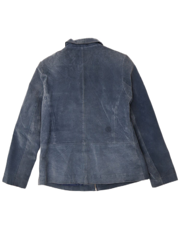 Project Womens Suede Jacket UK 10 Small Blue Leather