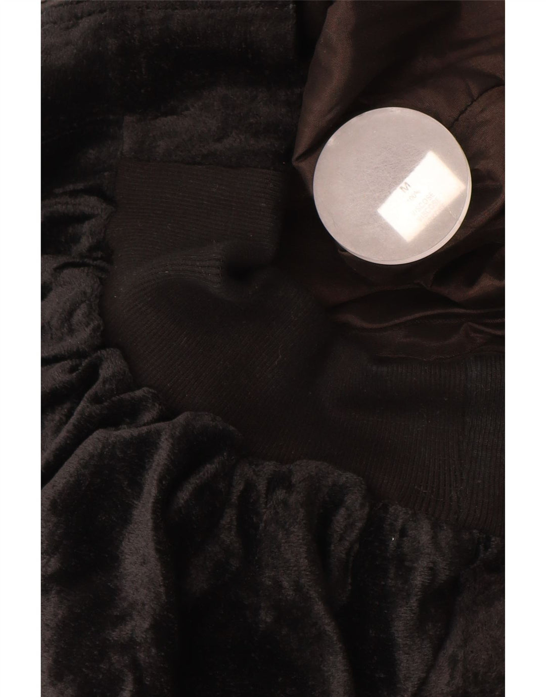 VINTAGE Womens Oversized Velvet Bomber Jacket UK 14 Medium Black Viscose