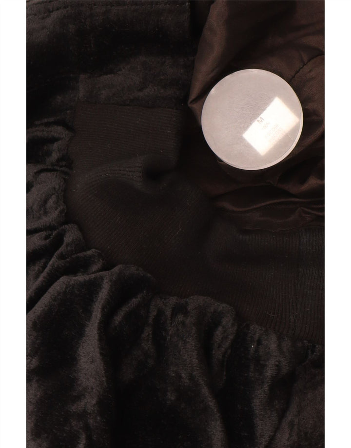 VINTAGE Womens Oversized Velvet Bomber Jacket UK 14 Medium Black Viscose