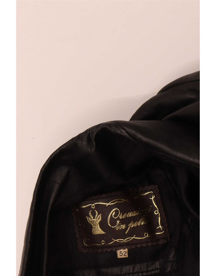 Vintage Mens Leather Jacket IT 52 XL Black