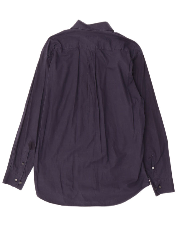 Ermenegildo Zegna Mens Shirt Large Navy Blue Cotton