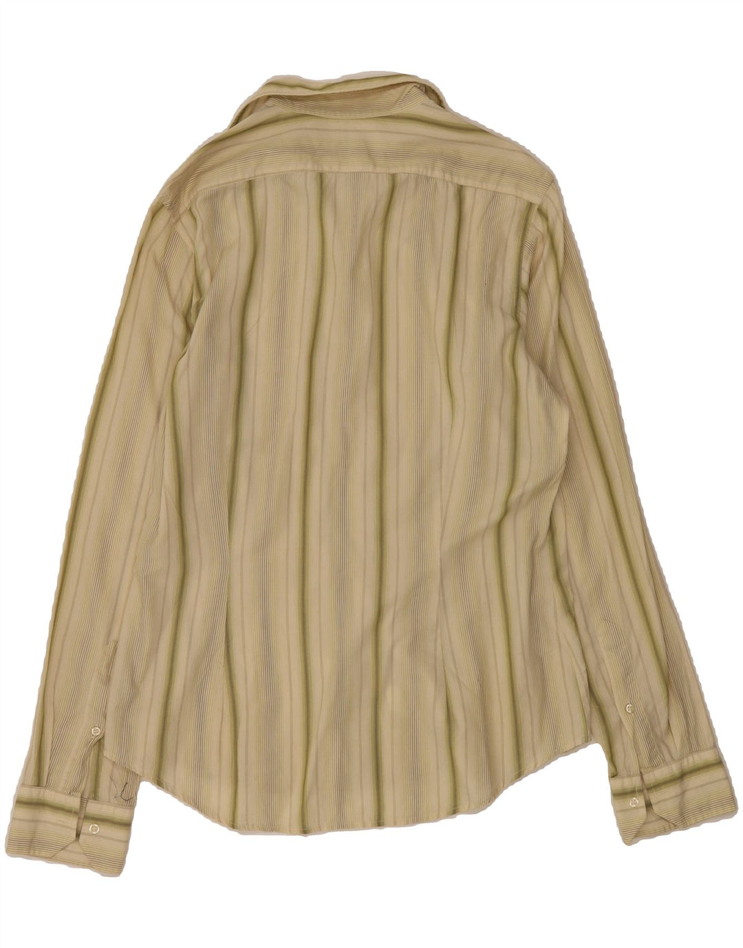 BENETTON Mens Shirt Medium Green Striped Vintage Benetton and Second-Hand Benetton from Messina Hembry 
