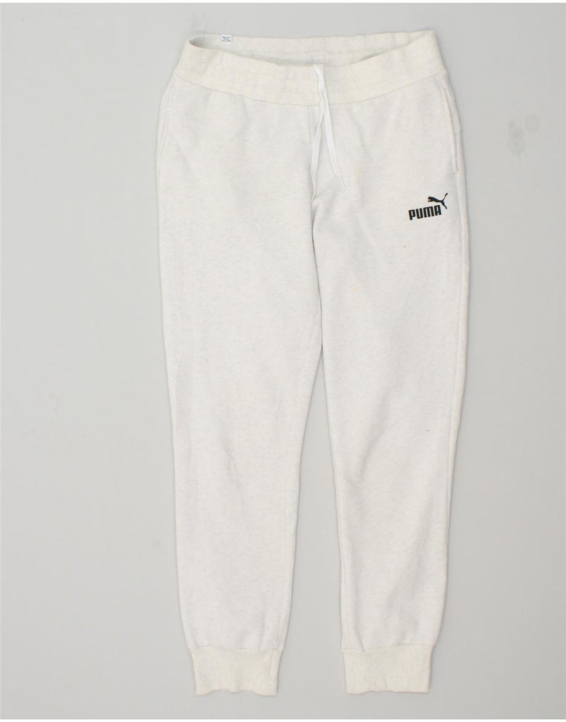 PUMA Womens Tracksuit Trousers Joggers UK 12 Medium  White Cotton | Vintage Puma | Thrift | Second-Hand Puma | Used Clothing | Messina Hembry 