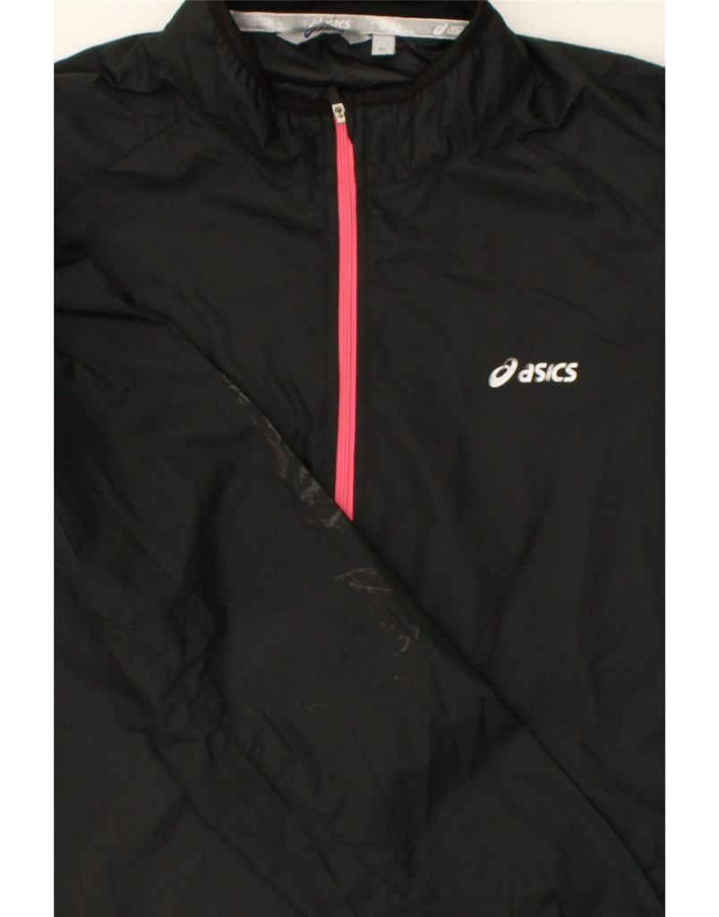 ASICS Womens Tracksuit Top Jacket UK 18 XL Black Polyester | Vintage Asics | Thrift | Second-Hand Asics | Used Clothing | Messina Hembry 