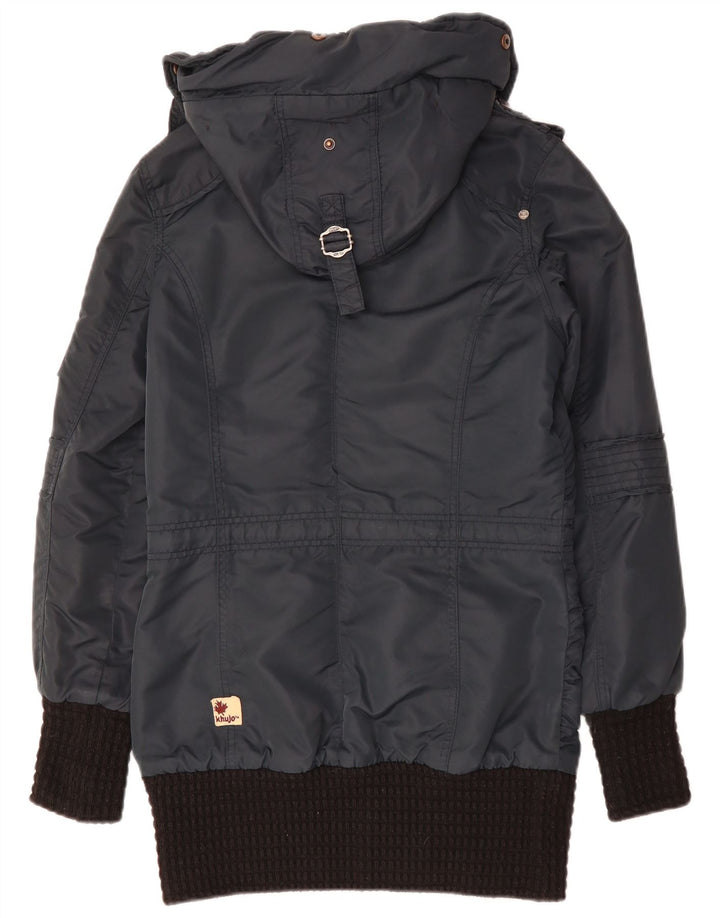 KHUJO Mens Hooded Parka Jacket UK 38 Medium Navy Blue