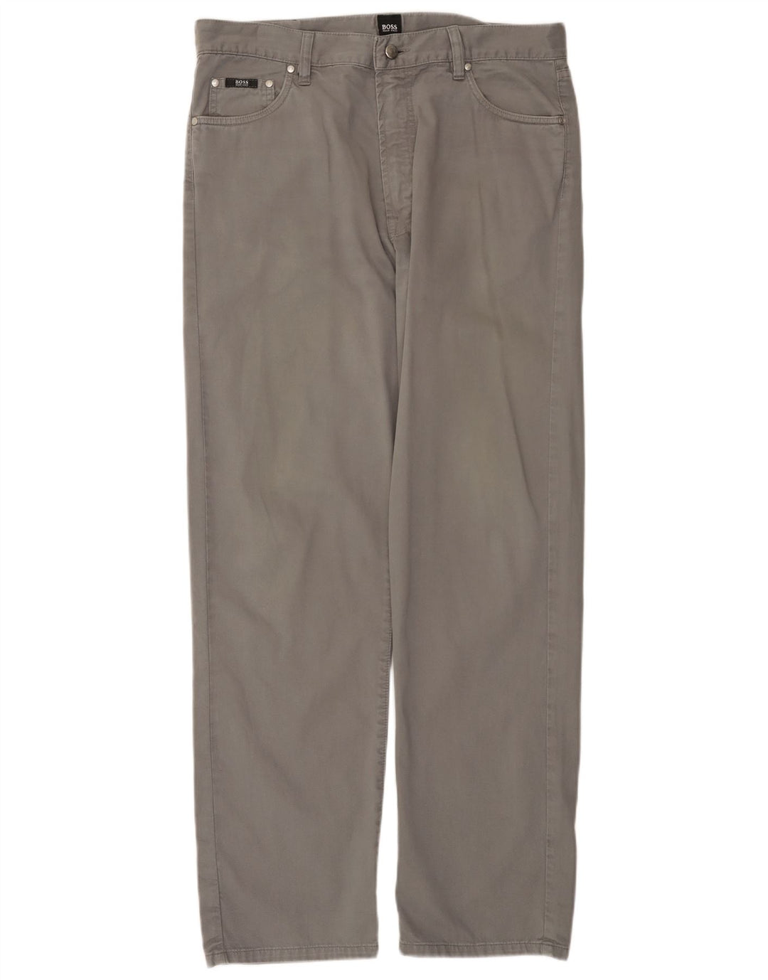 HUGO BOSS Mens Arkansas Straight Casual Trousers W36 L32 Grey Cotton