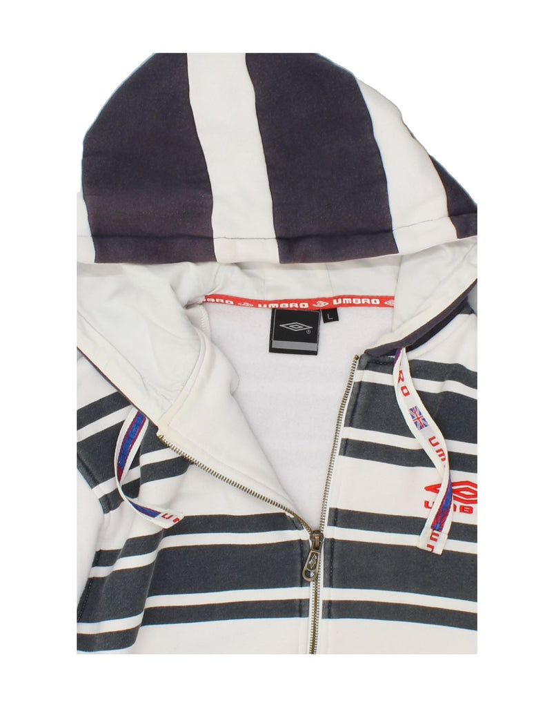 UMBRO Mens Graphic Zip Hoodie Sweater Large Navy Blue Striped Vintage Umbro and Second-Hand Umbro from Messina Hembry 