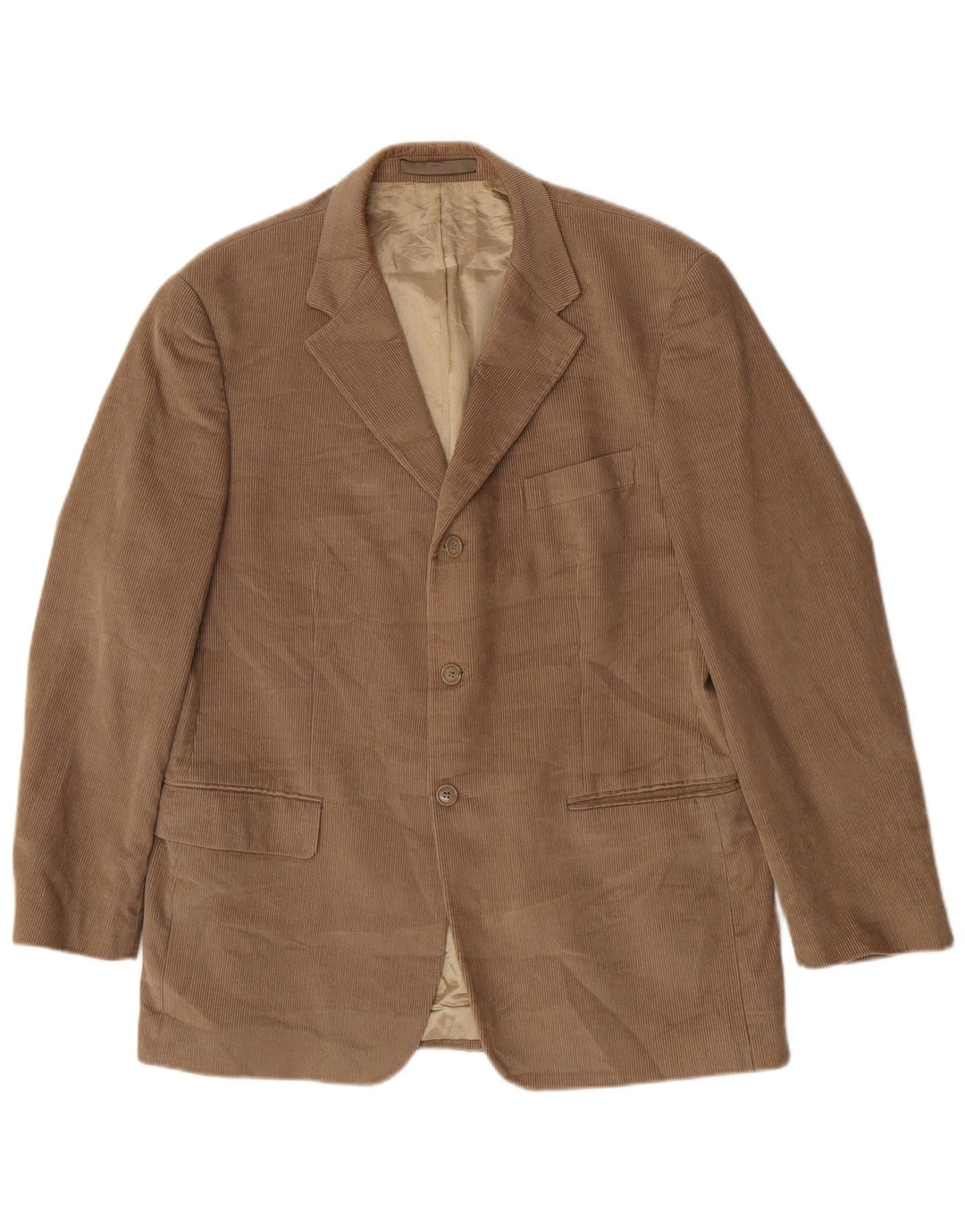 Marks & Spencer Mens 3 Button Corduroy Blazer Jacket UK 42 Large Beige